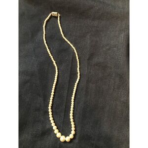 vintage made in japan faux pearl necklace 16" Graduated Size pearls Button Clasp